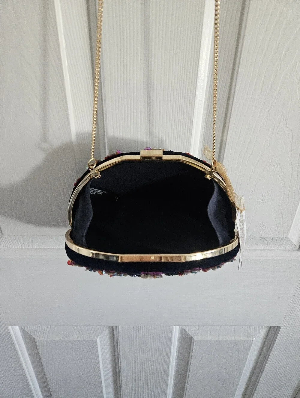 NWT Made In India Beaded Embellished Peacock Hard Case Clutch/Crossbody Bag